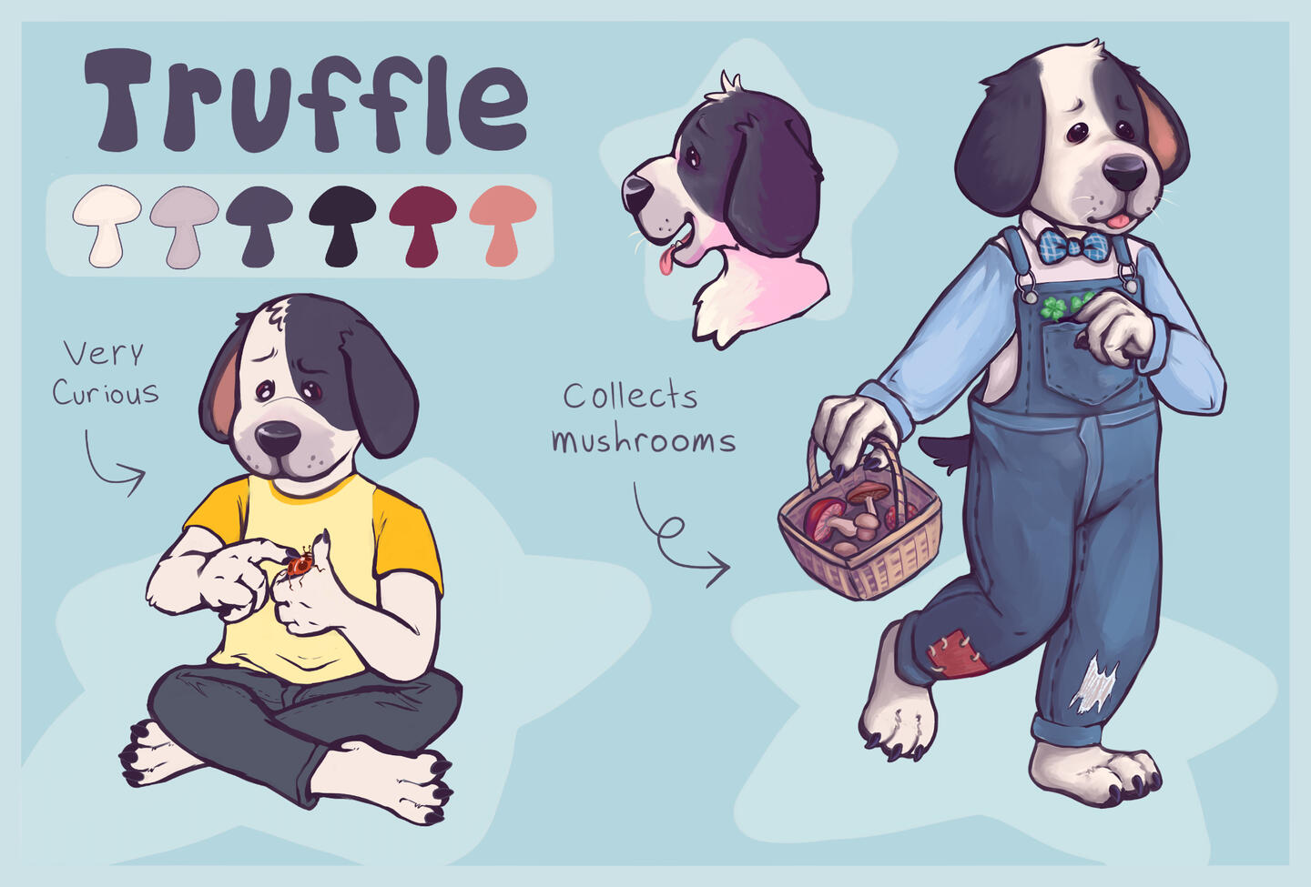 Reference sheet of an anthro puppy